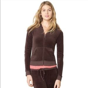 Juicy Couture brown velour full zip hoodie